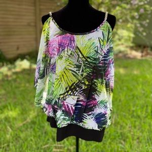 Women’s Jennifer Lopez Print Cold Shoulder Blouse